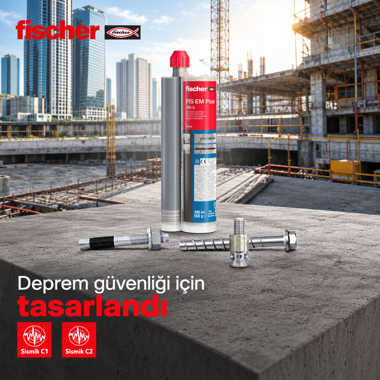 fischer FIS EM Plus 390 S Epoksi Kimyasal Dübel