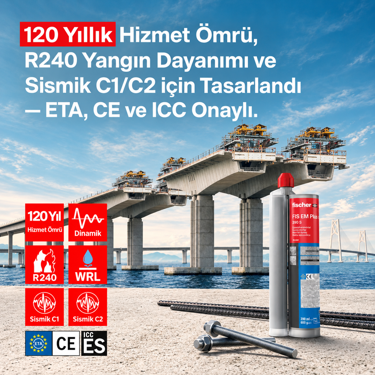 fischer FIS EM Plus 390 S Epoksi Kimyasal Dübel